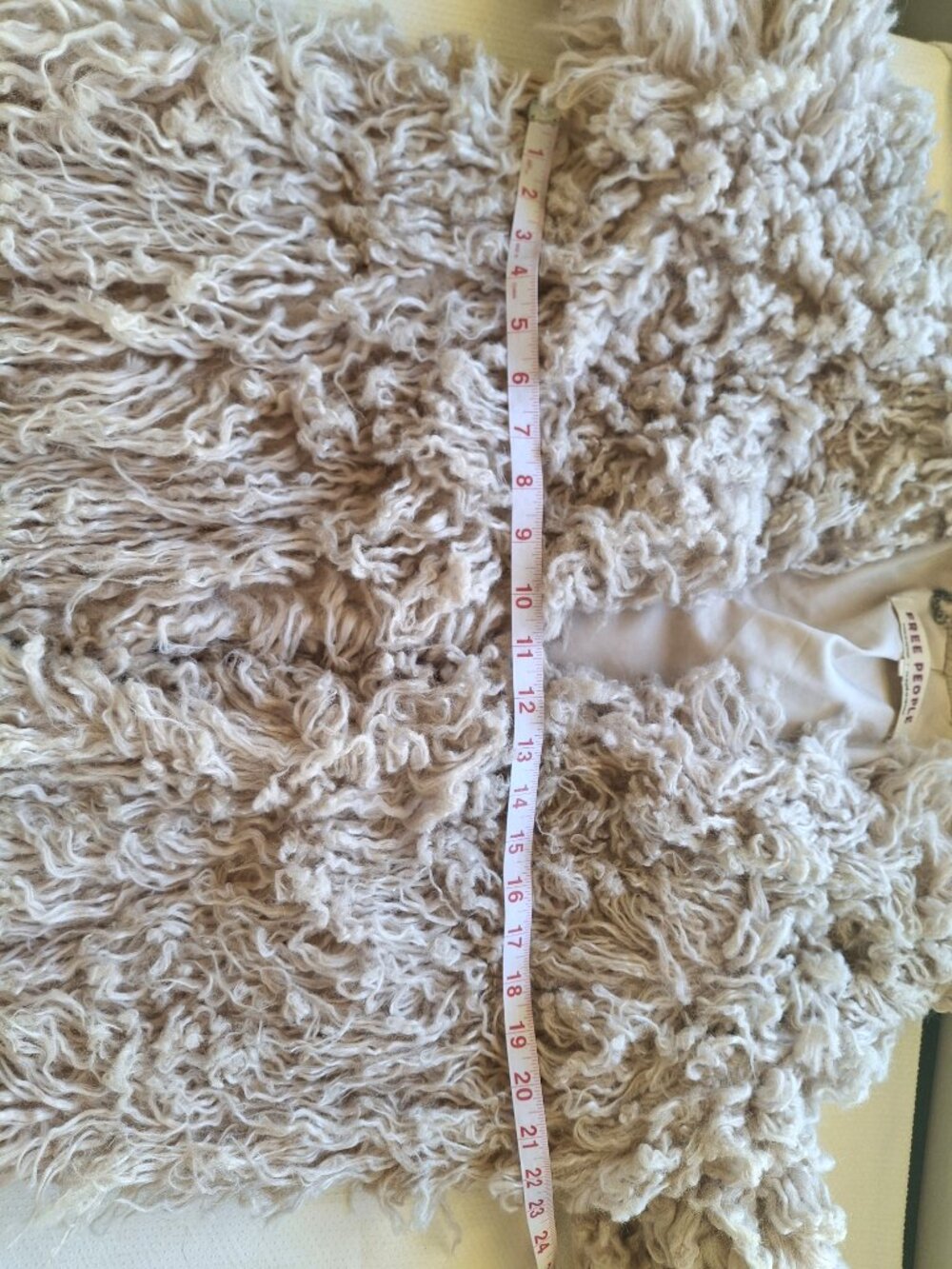 Free People Shag Faux Fur Jacket Womens S Beige Open Front Boho Teddy Coat - Picture 8 of 8